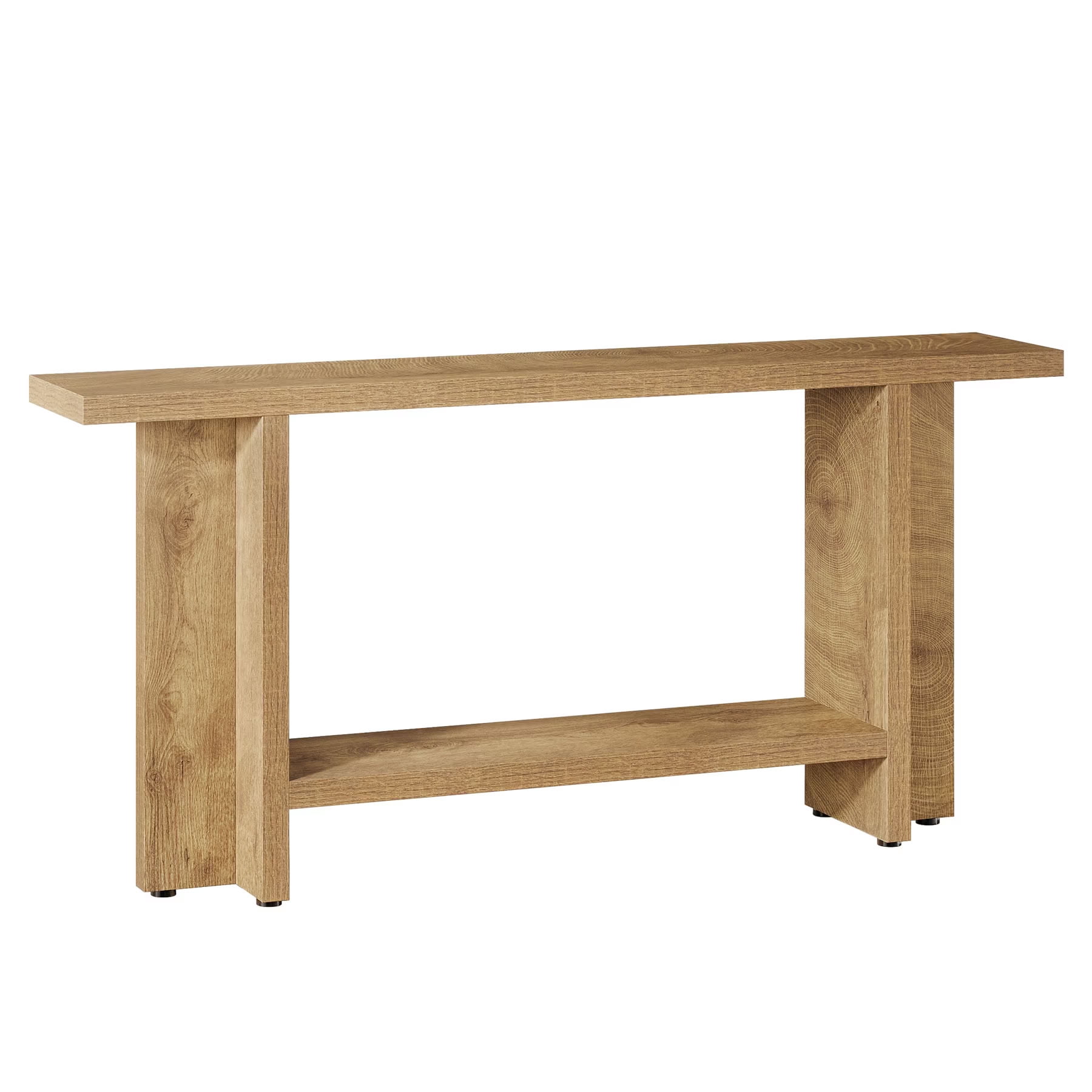 MAYEERTY 59" Farmhouse Console Table, Rustic Narrow Entryway Table with Double-Layer Storage Shelves, for Living Room, Hallway, Bedroom