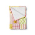 thumbnail image 2 of Bee Soft Flannel Fleece Throw Blanket, Floral and Geometric Designed Tiles of Patchwork Background with Flying Doodle Bees, Cozy Plush for Indoor and Outdoor Use, 50" x 60", Multicolor, by Ambesonne, 2 of 5