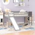 thumbnail image 2 of [ US IN STOCK] Twin size Loft Bed Wood Bed with Slide, Stair and Chalkboard,Gray, 2 of 9