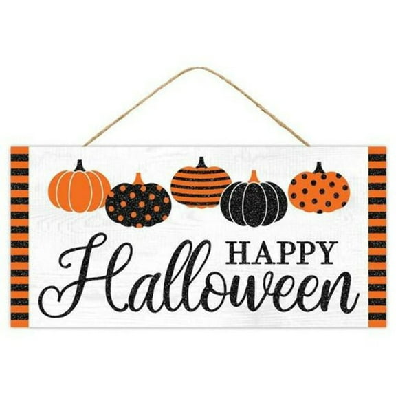 12" Wooden Sign: Halloween Pattern Pumpkins
