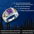 thumbnail image 2 of Gem Stone King Men's 925 Silver and 10K Yellow Gold Purple Amethyst and White Lab Grown Diamond Ring (2.36 Cttw, Gemstone Birthstone) | Size 13, 2 of 6