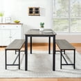 thumbnail image 5 of Dining Set for 4 with 2 Benches, Kitchen Table Set with Metal Frame & MDF Board, Space-Saving Dinette for Kitchen, Dining Room - Color: Gray, 5 of 11