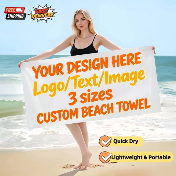 Custom Beach Towel Personalized Photo Text Gift