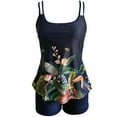 thumbnail image 3 of Cathalem Womens Swimsuits Supportive Swimsuits for Women Women Plus Size Vintage Print Strappy Back Tankini Set Two plus Sized Women's Swimsuits Navy Large, 3 of 5