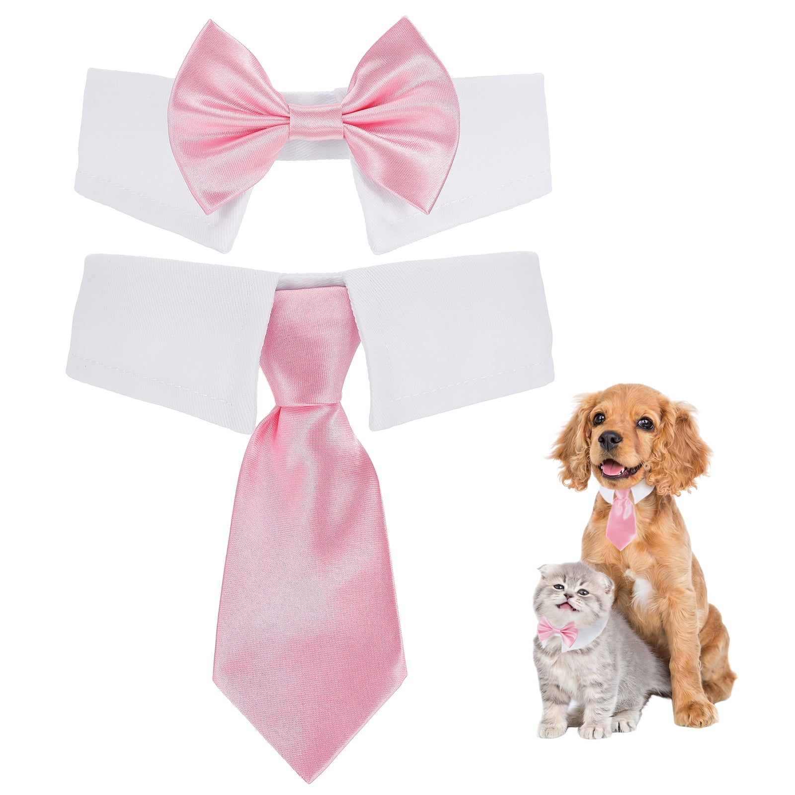 Uxcell Cat Tie Collar Cat Tuxedo Wedding Bowtie (Pink Size S) Adjustable Hook and Loop Dog Ties and Bows Tuxedo Dog Collar Formal Necktie for Small Pet Photography Wedding Birthday Party