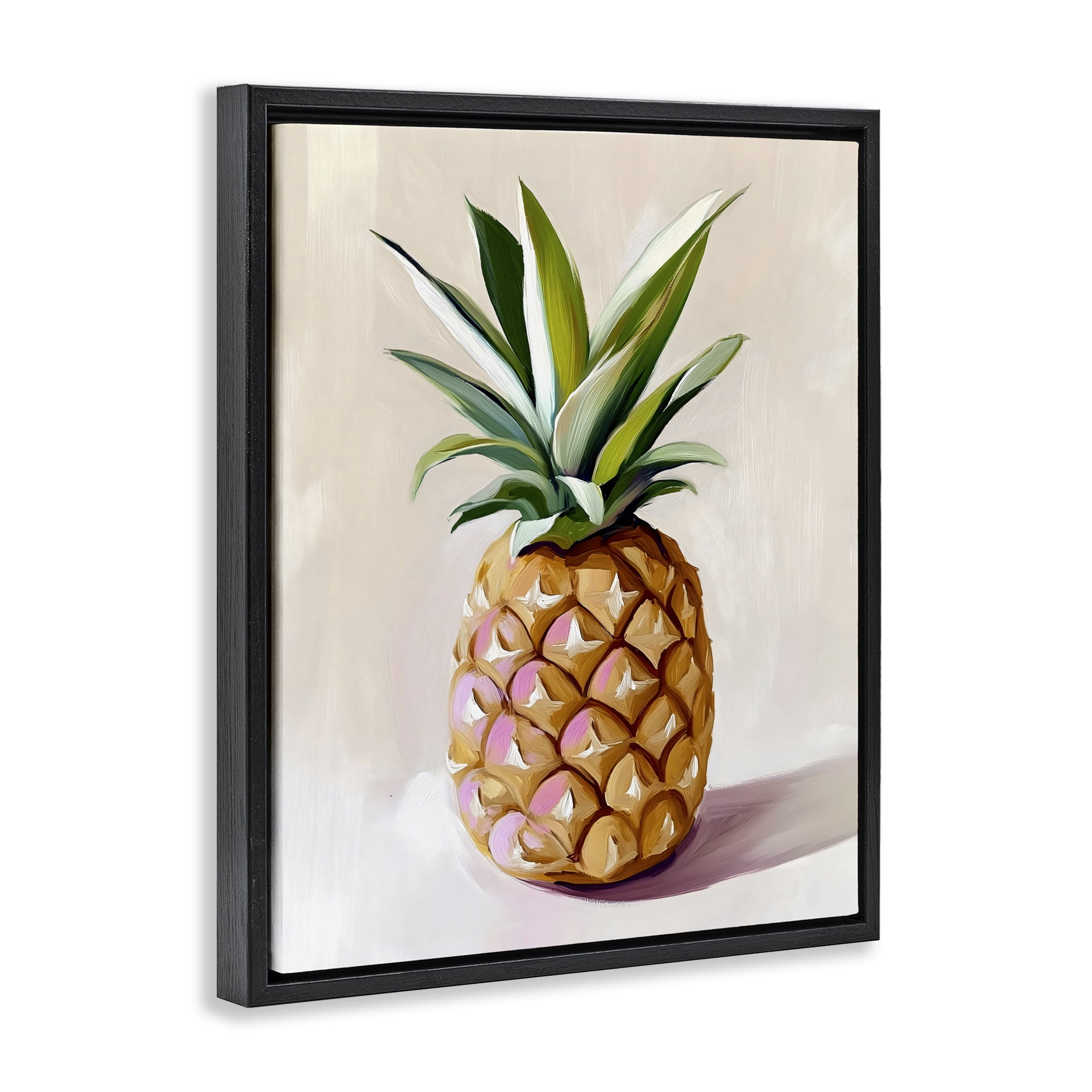 Stupell Industries Pastel Pineapple Tropical Fruit Black Framed Floater Canvas Wall Art, design by The Prints Vibe