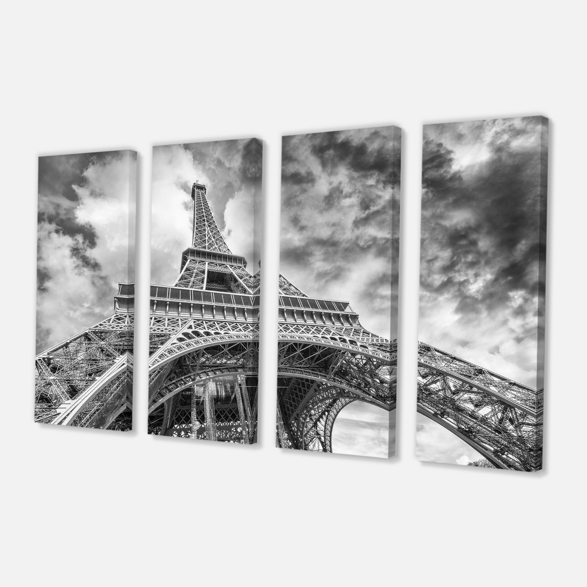 Designart 'Black and White View of Paris Paris Eiffel Tower ' Cityscape Canvas Print