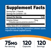 Nutricost Butterbur Extract Capsules (75mg) 120 Capsules - Gluten Free and Non-GMO Supplement