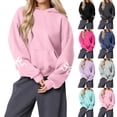thumbnail image 5 of Women's Fashion Lightweight Long Sleeve Pullover with Pockets Preppy Graphic Hoodie with Bow Print for Casual Style,Navy,L, 5 of 8