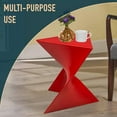 thumbnail image 2 of LeisureMod 15.75" Triangular Side Table, Stackable Plastic Accent End Table for Indoor & Outdoor Use, Weather-Resistant Modern Patio & Living Room Table, Red, 2 of 8