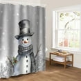 thumbnail image 5 of Grey Snowman Christmas Bathroom Curtain 72 Inch Shower Curtain with Hooks, Xmas Berry Winter Snowflake Waterproof Polyester Bath Curtain Washable Bathtub Curtain 60''x 72'', 5 of 6