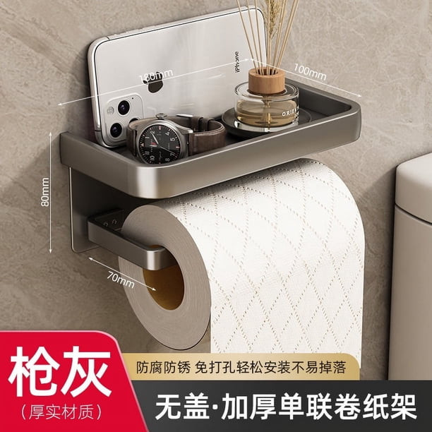 Zhuge Portarrollos de papel higiénico de pared con soporte para teléfono, gris