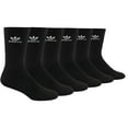 thumbnail image 5 of Adidas 6 Pair Pack Original Trefoil Athletic Moisture Wicking Crew Socks Black Large/8-12, 5 of 5