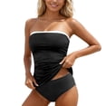 thumbnail image 2 of Swim Suits for Women Bandeau 2 Piece Ruched Tankini Strapless Swimwear Women's Bathing Suits A L, 2 of 6