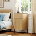 thumbnail image 5 of Modern Minimalist Nightstand Set of 2 with Built-In Outlets, Reed Pattern Design, 5 of 10