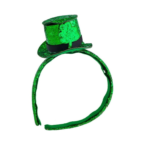 Lux Accessories Green Glittery Saint Patrick Lucky Clover Party Hat Headband