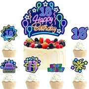 7 Piece Neon PriNst Cake Topper Set 18th Birthday 80s 90s Decorations, Crazy Party, Boys and Girls Birthday Party, Anniversary Party Decoration Supplies, Birthday Gifts for Kids. LIANGSS