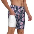 thumbnail image 3 of Goofa Flowers Printed Men's Swim Trunks Board Shorts Quick Dry Mens Swimming Trunks with Compression Liner,Breathable Fit Hawaii Beach Shorts-Medium, 3 of 9
