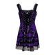 thumbnail image 3 of ICHUANYI Clearance Women's Fashion Casual Plaid Print Sleeveless Lace Mesh Band Binding Dress(Purple, XL) ICHUANYI WER2023081203672, 3 of 3