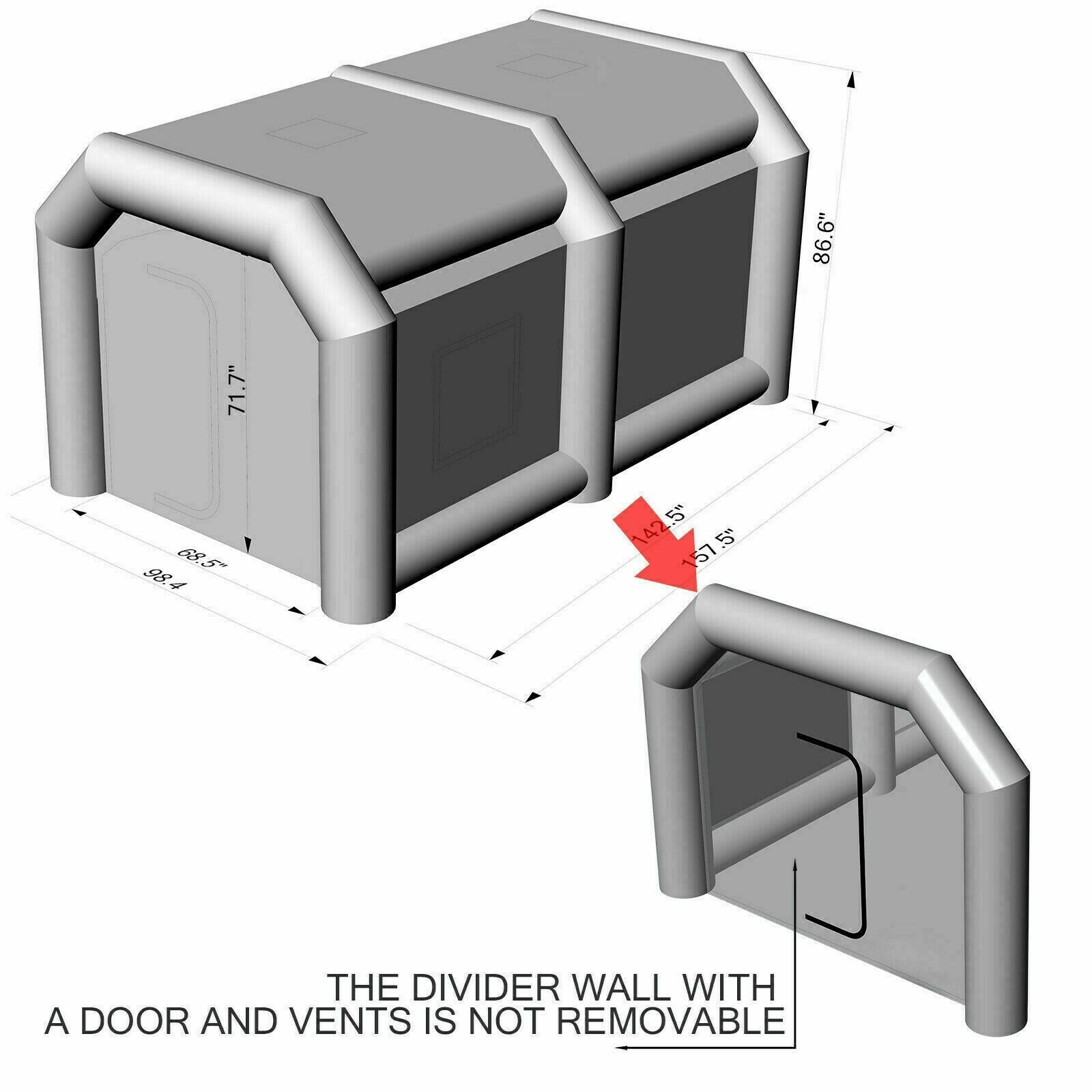 WGIA 13X8X7Feet(2 blowers)Inflatable Spray Paint Booth Tent Mobile Car Paint US