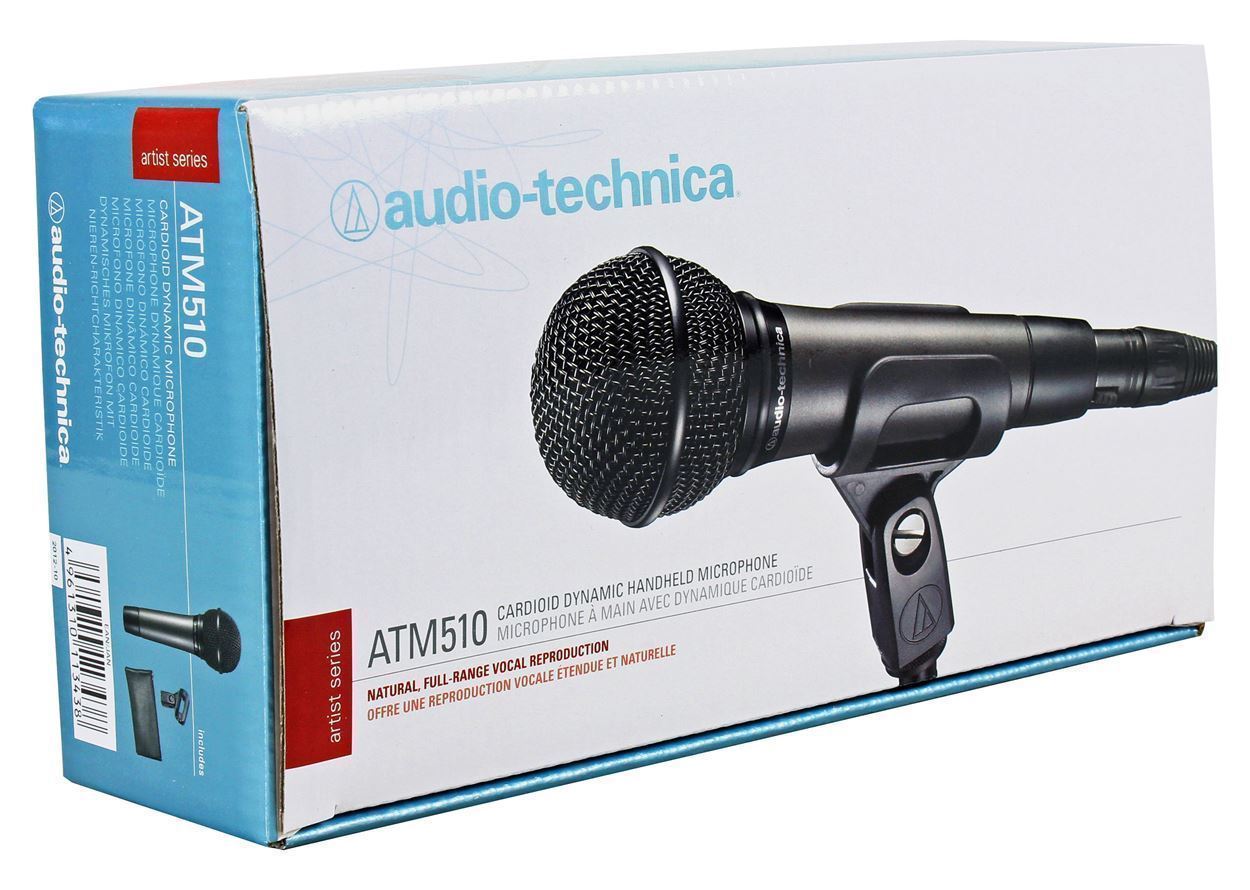 Audio Technica ATM510 Cardioid Dynamic Vocal Microphone Mic +Tripod Stand +XLR - image 5 of 11