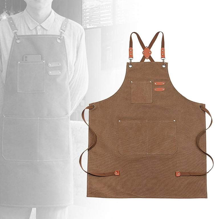 Heavy Duty Canvas Apron - Artist Apron With Pockets For Painting,  Waterproof And Adjustable