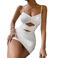thumbnail image 4 of Jumpingount Vestido hueco de verano, minivestido ajustado profundo, vestido veraniego con tirantes finos, ropa de moda para vacaciones en la playa, Vestidos Blanco S Jumpingount AP010937-01, 4 of 6