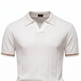 thumbnail image 3 of FRSASU Men's Business Casual Knit Polo Shirt Short Sleeve Lapel Collar Lightweight Summer office Tops White-A, 3 of 5