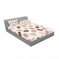 thumbnail image 2 of Food Fitted Sheet & Pillow Sham Set, American Traditional Classic Breakfast Fast Food Dessert Tasty Donuts Art Print, Decorative Printed 3 Piece Bedding Decor Set, Queen, Coral Cream, by Ambesonne, 2 of 2