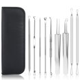 thumbnail image 1 of Kit de herramientas para reventar espinillas, 9 piezas de herramientas para eliminar puntos negros con pinzas, herramienta profesional para extraer espinillas y acné de 16 cabezales, 1 of 5