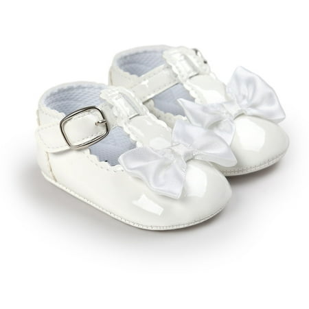 

FANTADOOL Newborn Kids Baby Girl Bow Anti-Slip Crib Shoes Soft Sole Sneakers Prewalker 0-18M