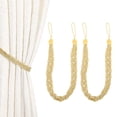 thumbnail image 1 of Uxcell 2 Pcs Sujetadores de Cortina, 56cm/22 Sujetadores de Cortina Trenzados, Sujetadores Elegantes para Ventanas, Cuerda de Soga para Cortinas, Amarillo Dorado, 1 of 7
