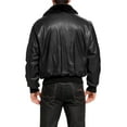 thumbnail image 3 of Landing Leathers Men Navy G-1 Goatskin Leather Flight Bomber Jacket (Regular and Big & Tall), 3 of 6