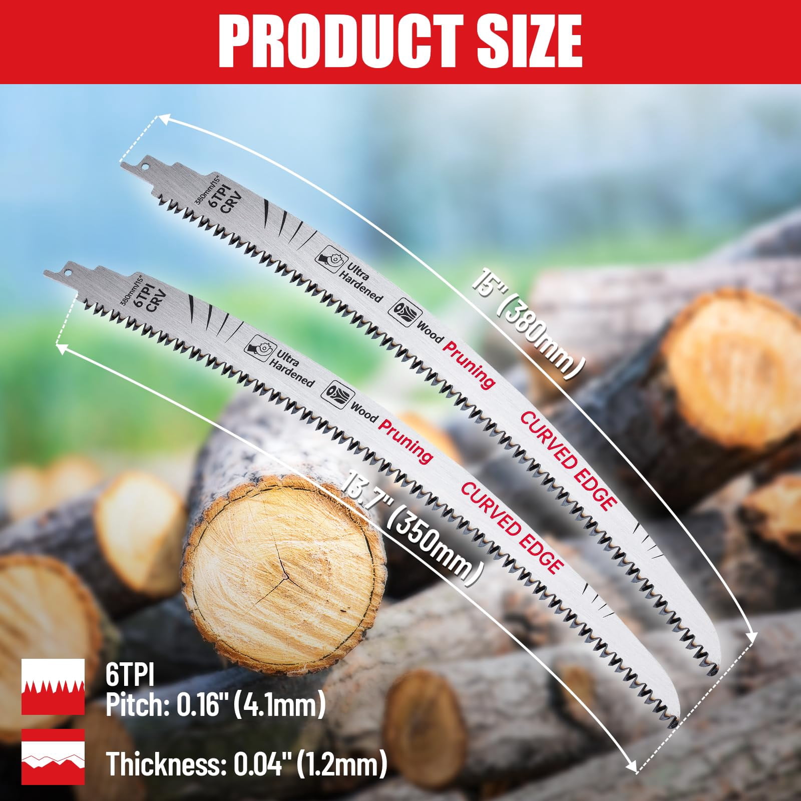 Japanese Teeth Reciprocating Saw Blades, 15-Inch 6TPI for Wood Cutting & Tree Pruning
