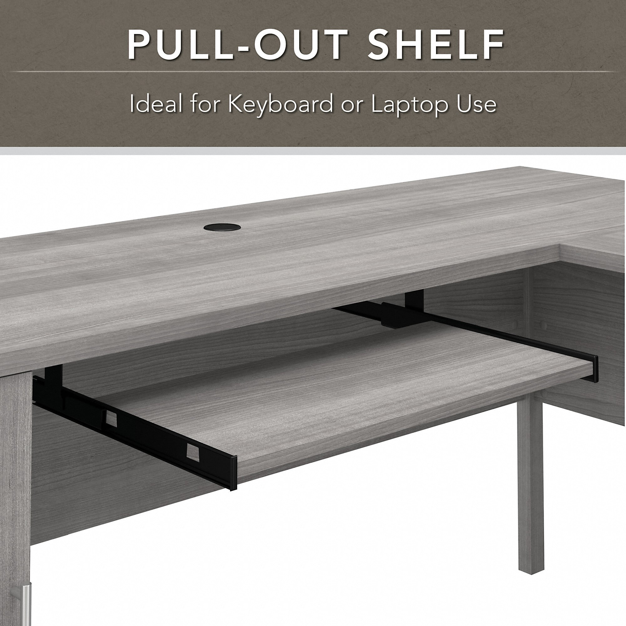 Bush Furniture Somerset 72" L Desk and Hutch with Storage, Platinum Gray