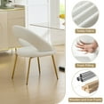 thumbnail image 2 of Hassch Contemporary Teddy Accent Dining Side Chair with Curved Back, Gold Metal Legs with Adjustable Foot Pads, Comfortable Upholstered Seat, for Home Office, Dining Room (White), 2 of 6