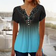 thumbnail image 2 of Summer Tops for Women Trendy Boho Floral Print Tunic Shirts Short Sleeve V Neck Tshirt Casual Loose Blouse Fashion, 2 of 5