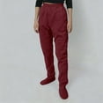 thumbnail image 4 of Letdown Women Footed Pants Winter Warm Footies Loungewear Bottom with Pockets Elastic Waist Thermal Pajamas Pant (,M), 4 of 8