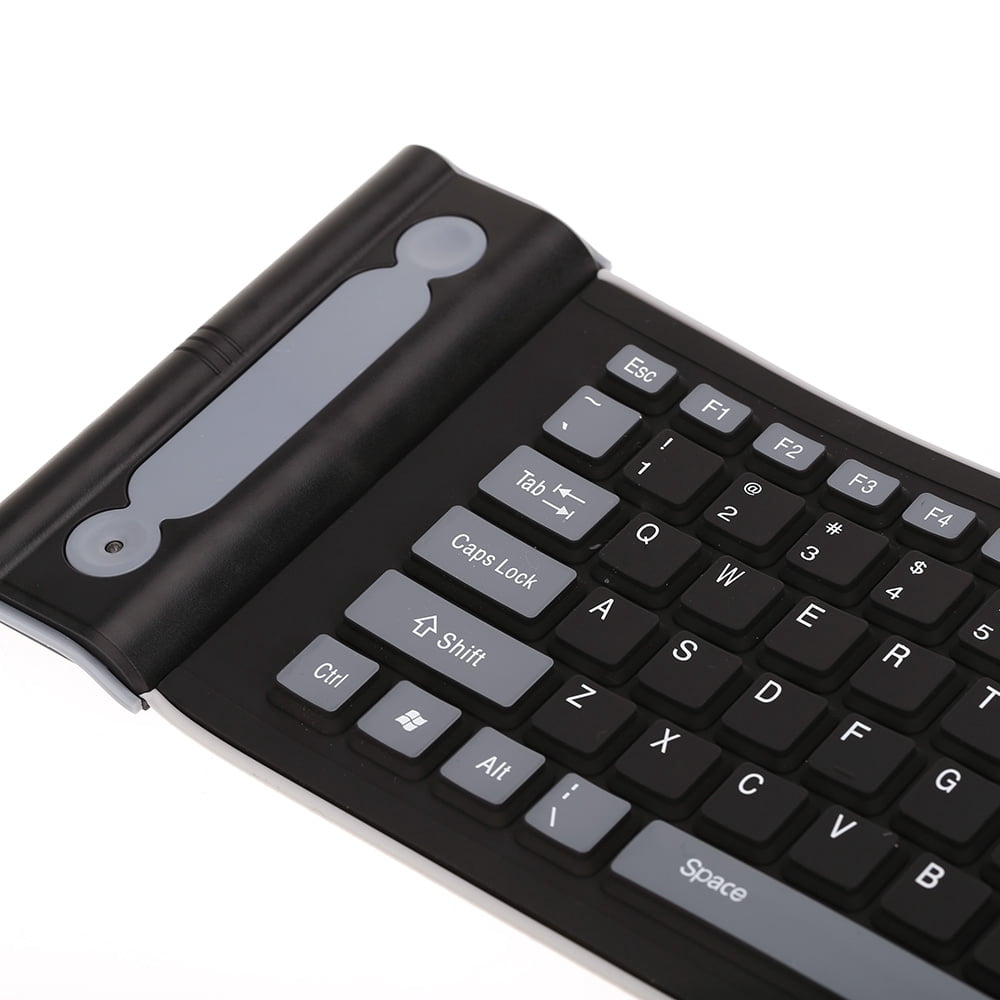 2.4 Portable Mini Flexible Roll Up Water Resistant Washable Soft Silicone Wireless Keyboard with USB Receiver for PC Tablet Laptop Computer