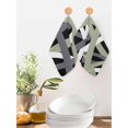 thumbnail image 2 of Sage Green Black Geometric Kitchen Dish Towels for Drying Dishes Set of 2, Modern Art Abstract Grey Line Waffle Weave Microfiber Hand Tea Bathroom Towels Quick Dry & Absorbent Towel 12x12, 2 of 7