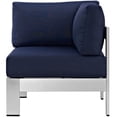 thumbnail image 4 of Modway Shore Fauteuil d'Angle de Patio Extérieur en Aluminium et Tissu, Argent/bleu Marine, 4 of 4