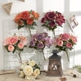thumbnail image 2 of Flores artificiales con hortensias de seda, flores falsas, 1 ramos para decoración de bodas en el hogar, centro de mesa, peonías falsas, 2 of 5