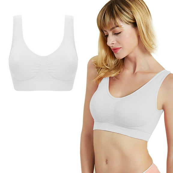 FIEWESEY Sports Bras for Women Seamless Sports Bra High Impact Bralette Running Yogo Workout Vest Outdoor (XL,White)