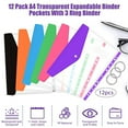 thumbnail image 2 of 12PCS Expandable Binder Pocket 11 Holes Punched Pocket File Wallets Binders Folders with Button & Label Pocket, 2 of 9