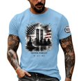 thumbnail image 2 of 9/11 Patriot Day Vintage USA Never Forget Men's T-Shirt - Retro Style Memorial Graphic Crew Neck Pullover with Tribute Message Light Blue L, 2 of 4
