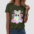 thumbnail image 2 of Landzoo Women Halloween Sweet Ghost Graphic Tee Short Sleeve Crew Neck Tops Women Party Wear, 2 of 5