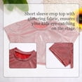 thumbnail image 7 of iiniim Kids Girls Boys Dance Crop Top Short Sleeve Shiny Performance T-Shirts Dancewear Costume, 7 of 7