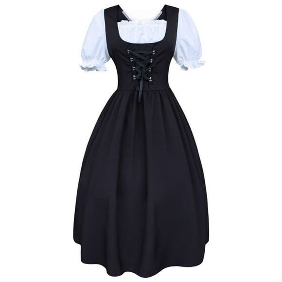 Product Category - Court Attire Women's Dirndl Midi Dress Set for Oktoberfest Festival Stage Performance Rockabilly Prom