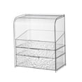 thumbnail image 4 of Organizador de maquillaje elegante, caja de almacenamiento de maquillaje transparente de 3 capas para organizar el escritorio con tapa, 4 of 9
