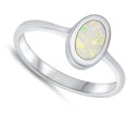 thumbnail image 4 of CHOOSE YOUR COLOR Minimalist White Simulated Opal Ring .925 Sterling Silver Band CZ Female Size 10, 4 of 4